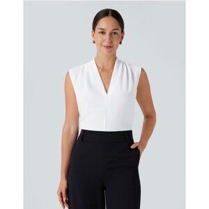 Halara Women's White V Neck Sleeveless Work Blouse Workwear